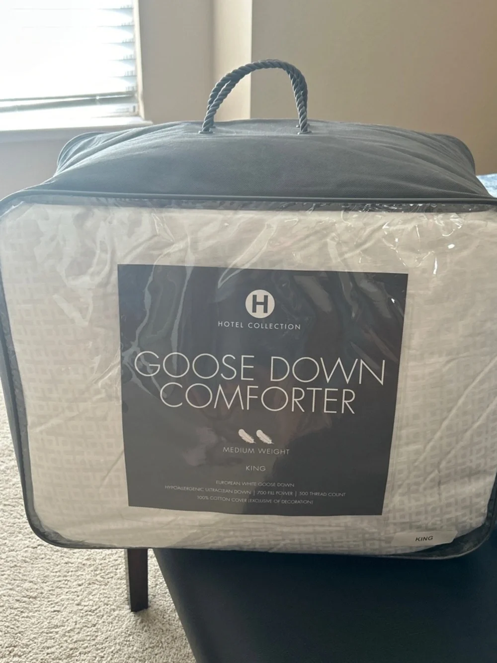 Hotel Collection King Medium Weight European White Goose Down Comforter - NWT
